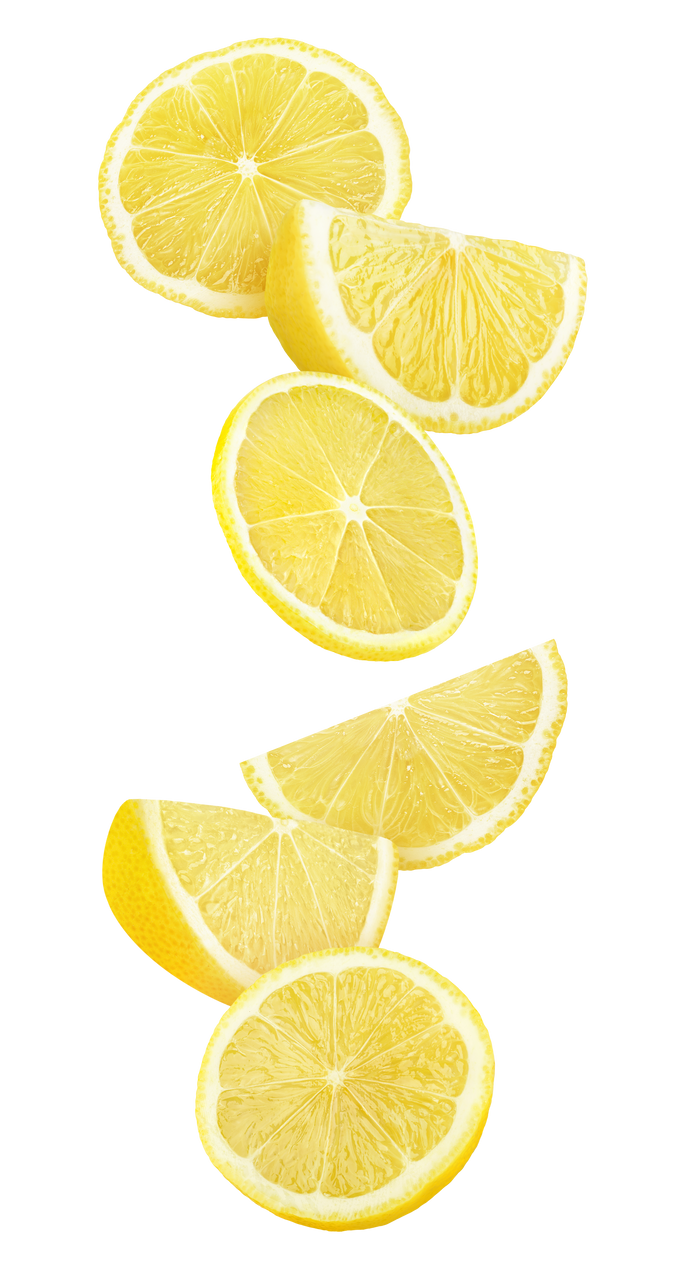 Isolated Falling Lemon Pieces